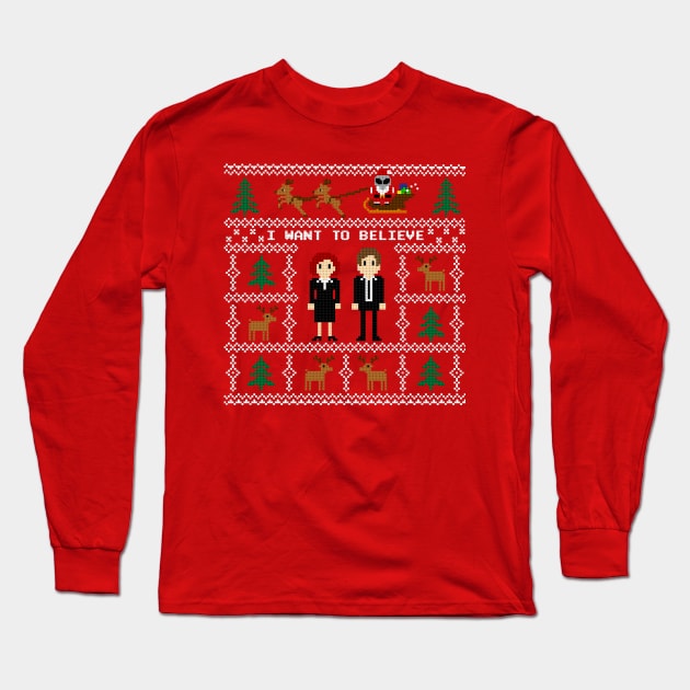 I WANT TO BELIEVE IN UGLY CHRISTMAS Long Sleeve T-Shirt by MadHorse